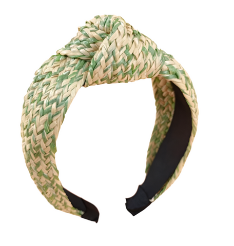 Straw Knotted Headband  - Green