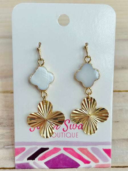 Pearl Clover Drop Earring