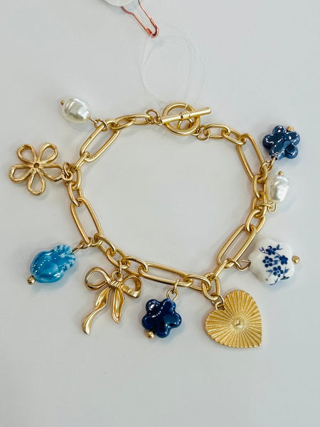 Charm Story Chain Bracelet - Blue