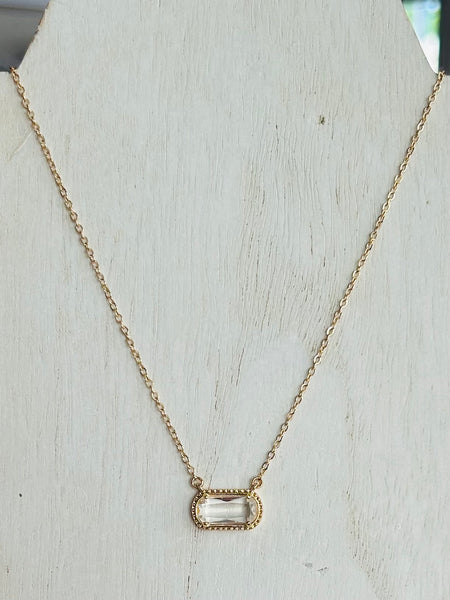 Glass Crystal Pendant Necklace - Clear