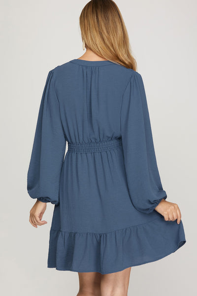 Effortless Charm Dress - Dusty Blue