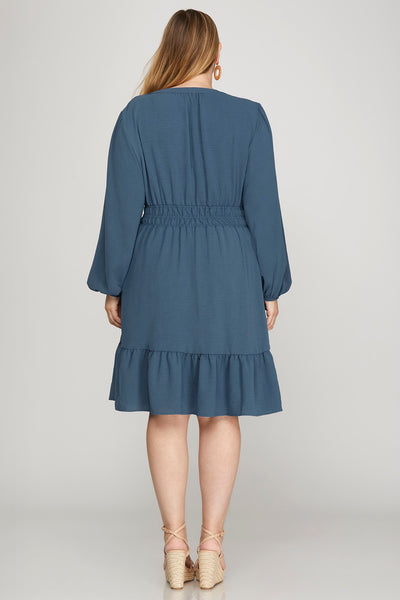 Effortless Charm Dress - Dusty Blue