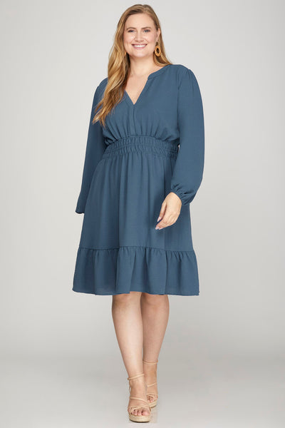 Effortless Charm Dress - Dusty Blue