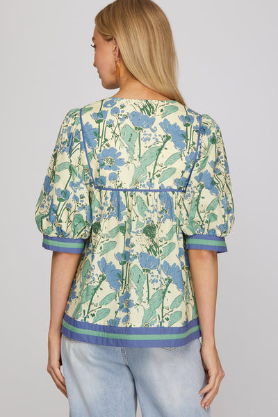 Flirty Florals Top - Blue