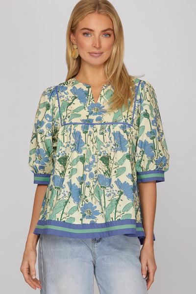 Flirty Florals Top - Blue