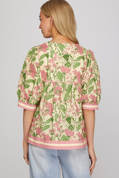 Flirty Florals Top - Pink