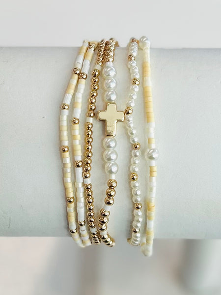 Angelic Charm Bracelet Set - Cream
