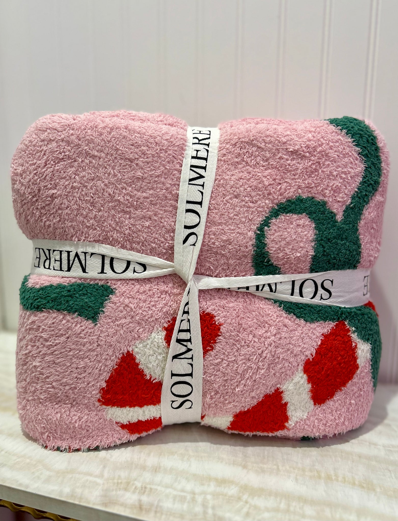 Candy Cane Bow Blanket