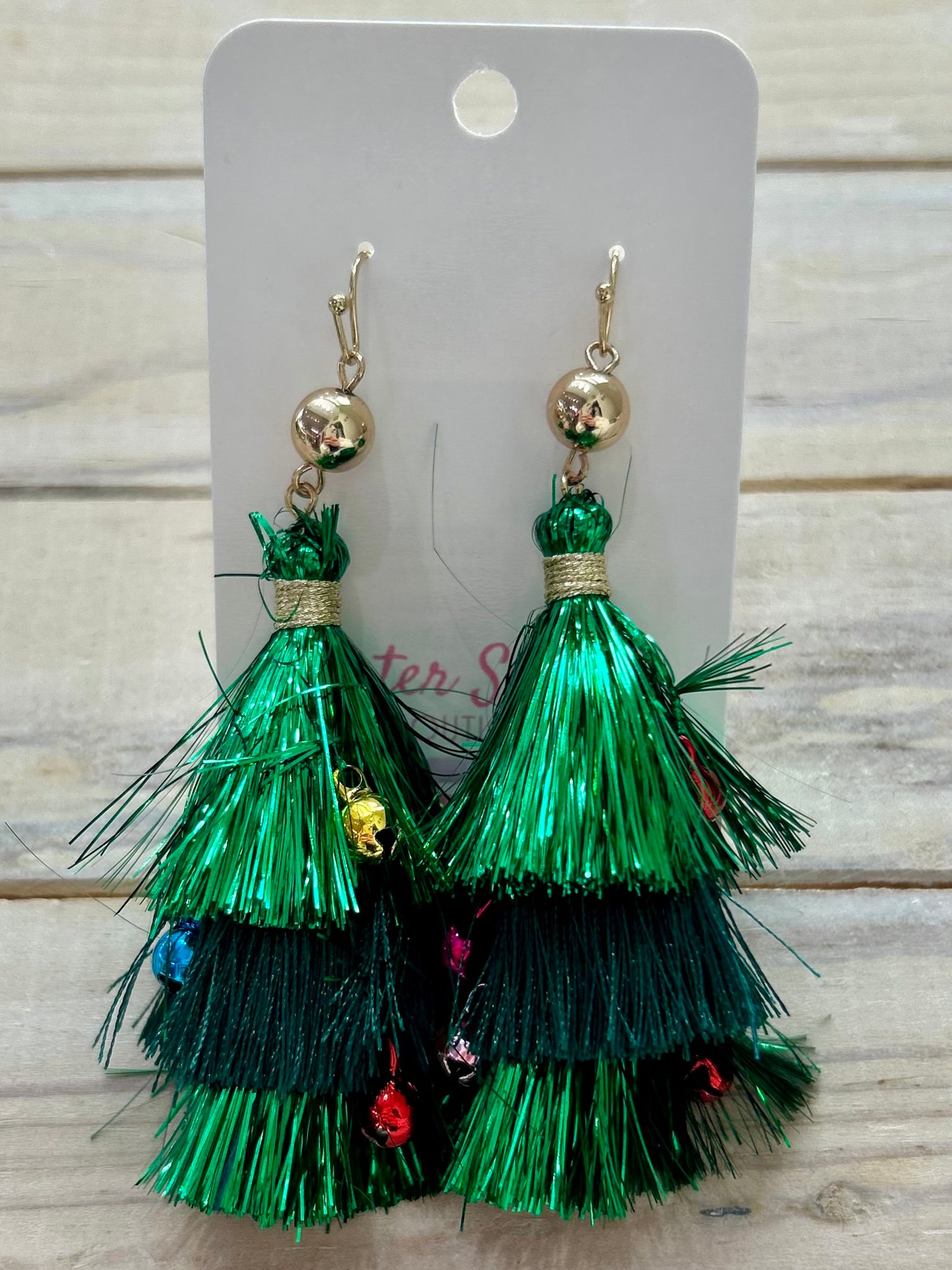 Christmas Tassel Layered Dangle Earrings - Green