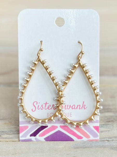 Pearl Halo Drop Earrings - Gold