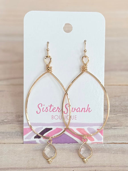 Stone Drop Earrings - Crystal