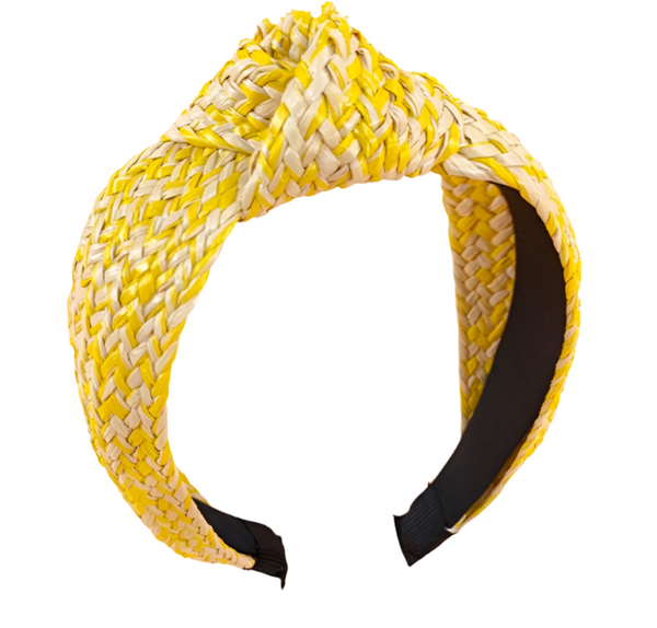 Straw Knotted Headband  - Yellow