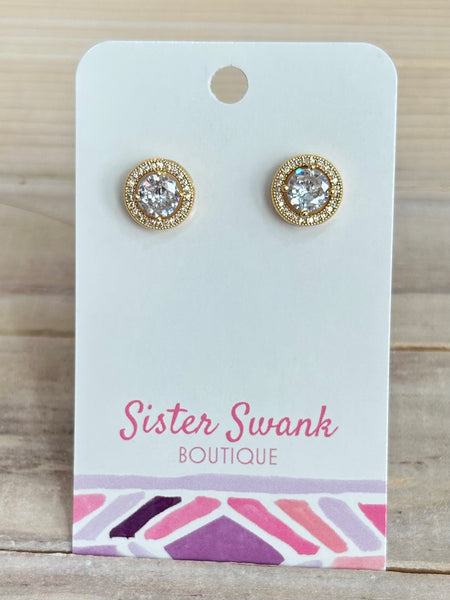 Circular Stud Earrings - Gold