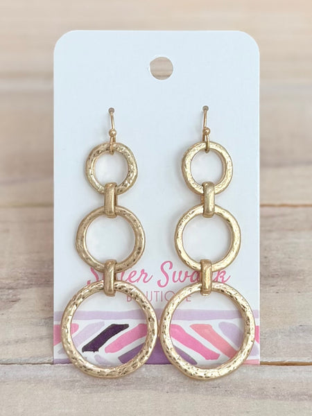 Hammered Link Hoop Earrings - Gold