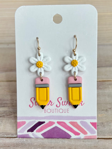 Springtime Daisy Pencil Earrings