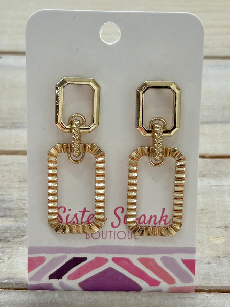 Modern Link Drop Earrings - Gold