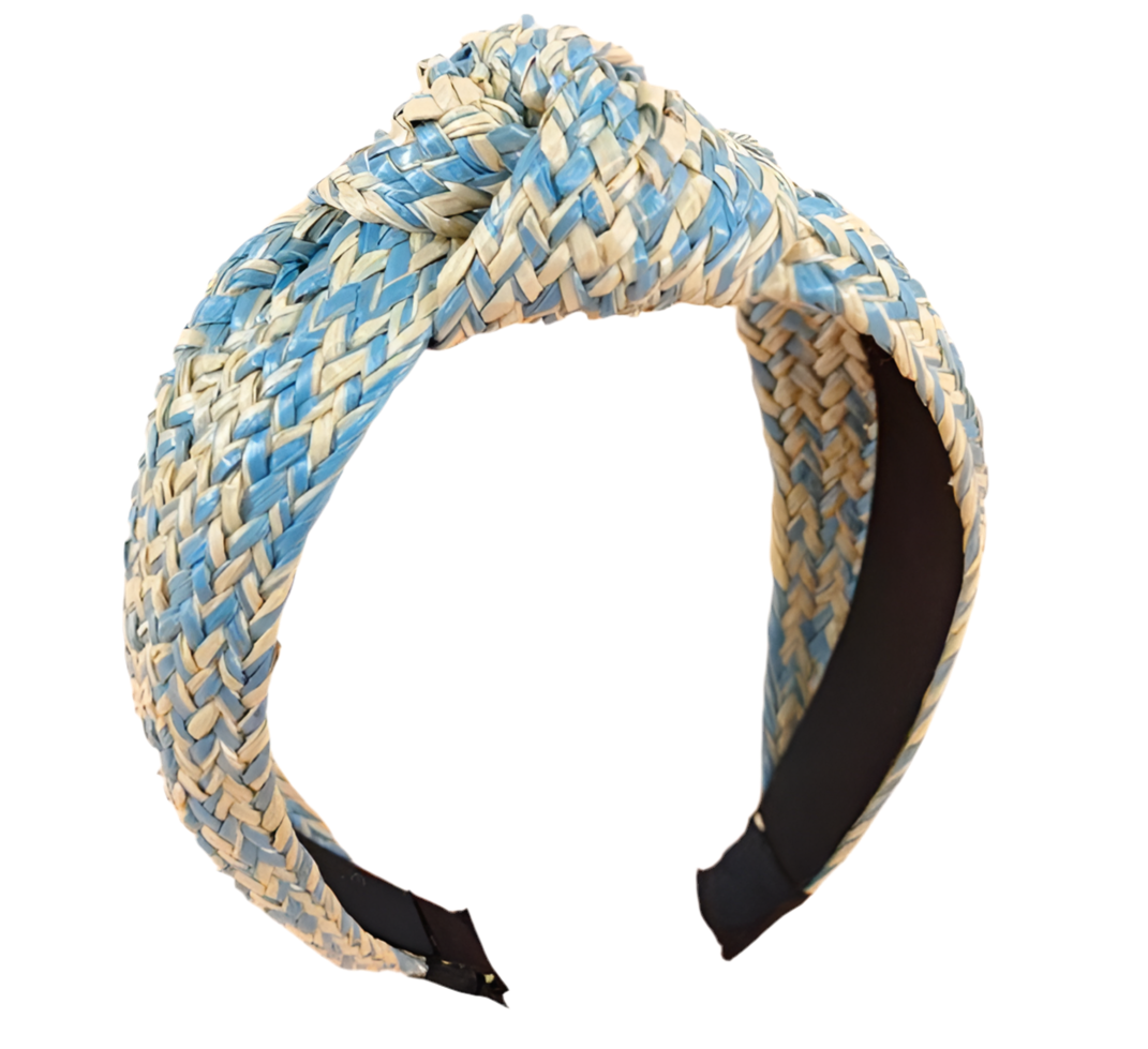 Straw Knotted Headband  - Blue