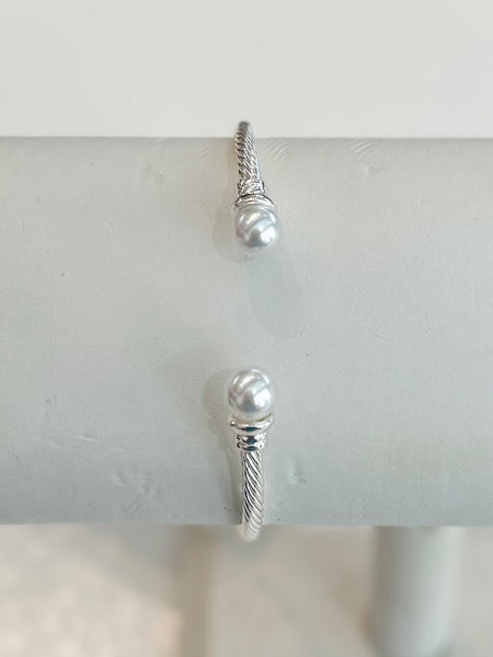 Pearl Glow Cuff Bracelet - Silver