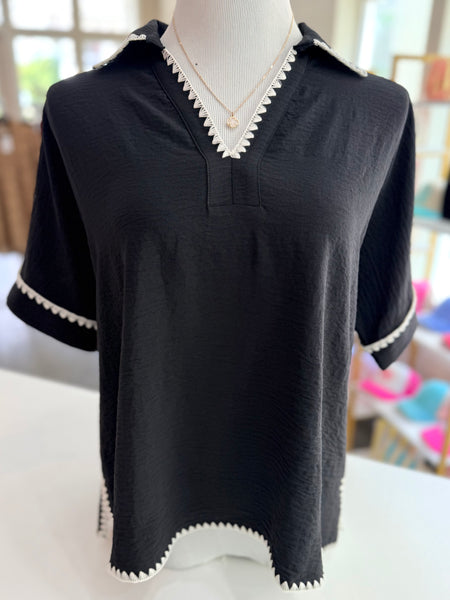 Scalloped Darling Top - Black