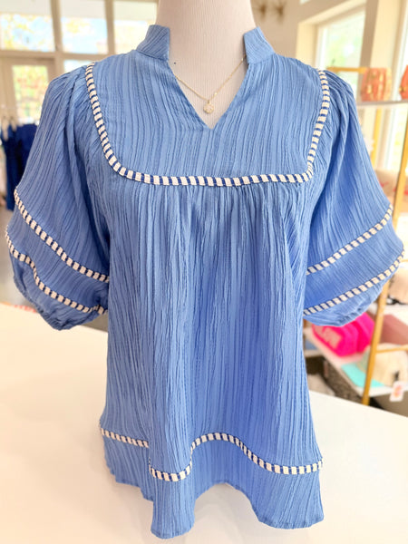 Sweet Detail Blouse - Blue