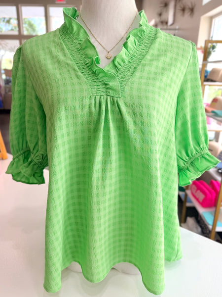 Sweetheart Ruffle Blouse - Green