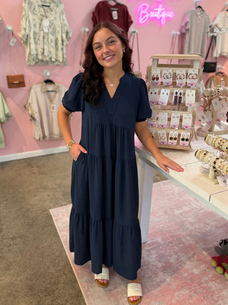 Midnight Meadows Dress - Navy