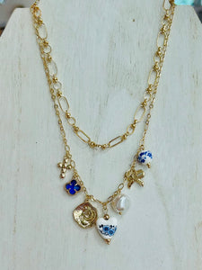 Vintage Romance Charm Necklace - Gold
