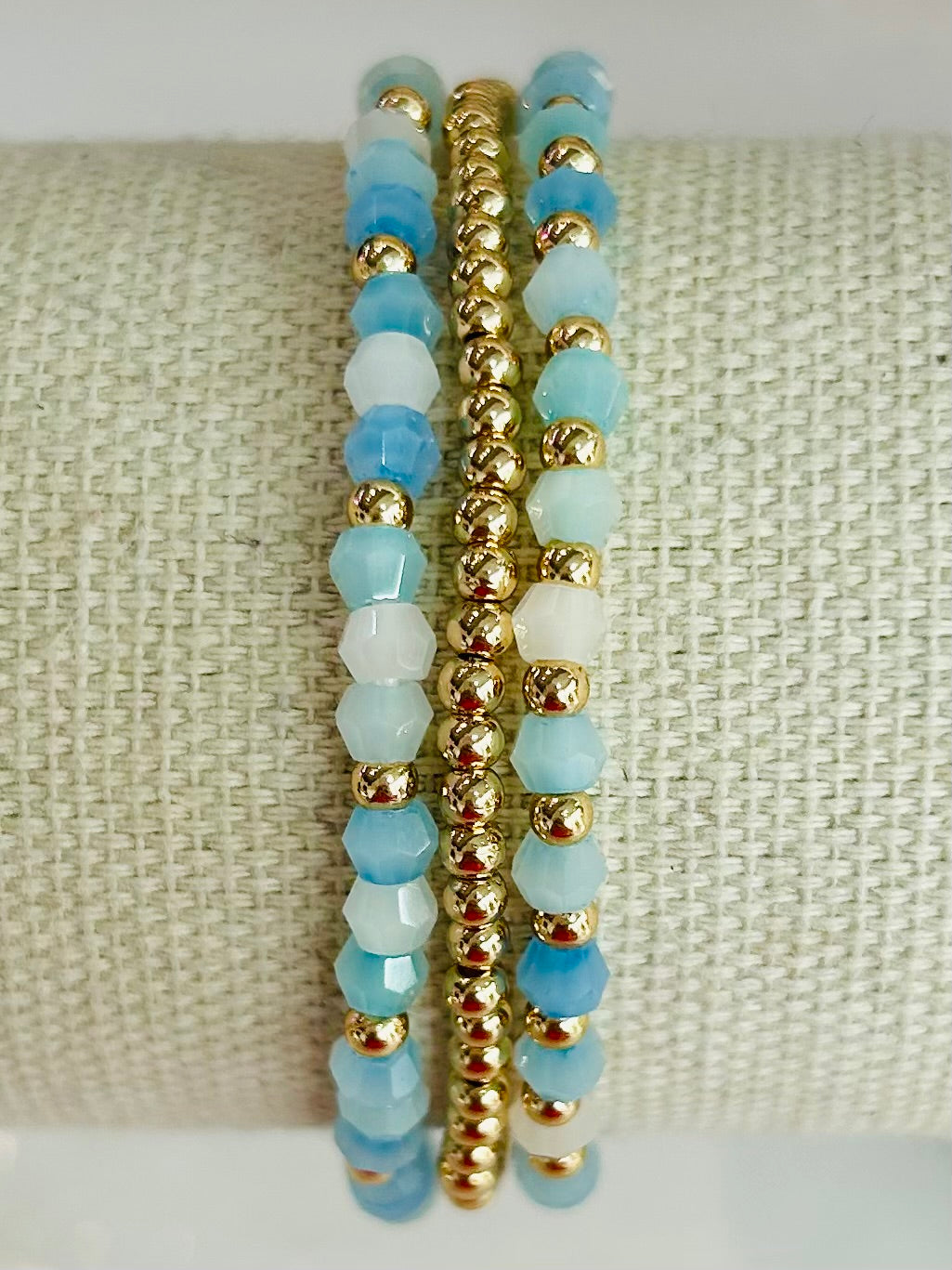 Shimmer Beaded Bracelet Set - Blue