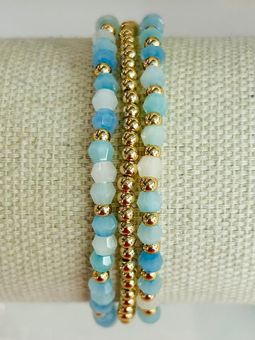 Shimmer Beaded Bracelet Set - Blue