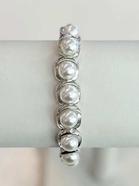 Pearl Pop Stretch Bracelet - Silver
