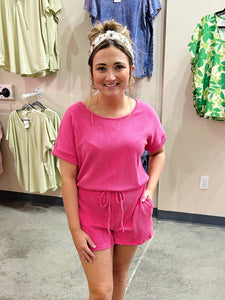 Always Have Fun Romper - Hot Pink