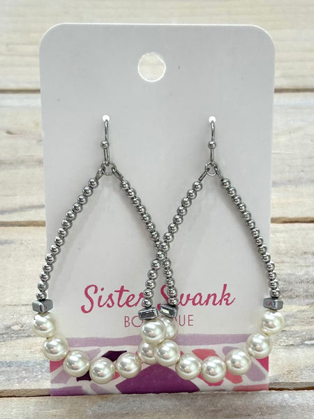 Pearl Glow Drop Earrings - Silver