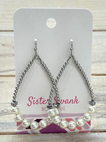Pearl Glow Drop Earrings - Silver