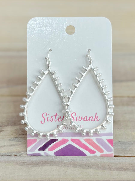 Pearl Halo Drop Earrings - Silver