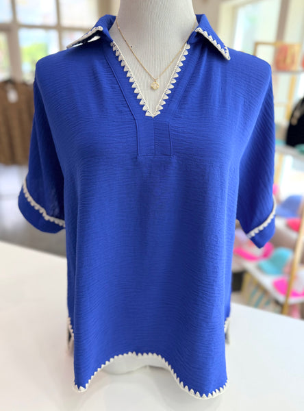 Scalloped Darling Top - Royal Blue