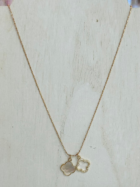 Dainty Necklace Featuring Clover Pendants - Gold