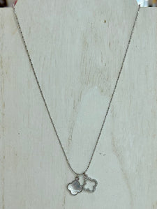 Dainty Necklace Featuring Clover Pendants - Silver