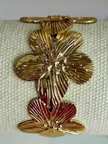 Flower Cuff Bracelet - Gold