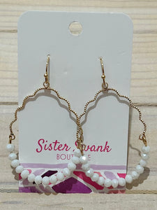 Wavy Teardrop Drop Earrings - White