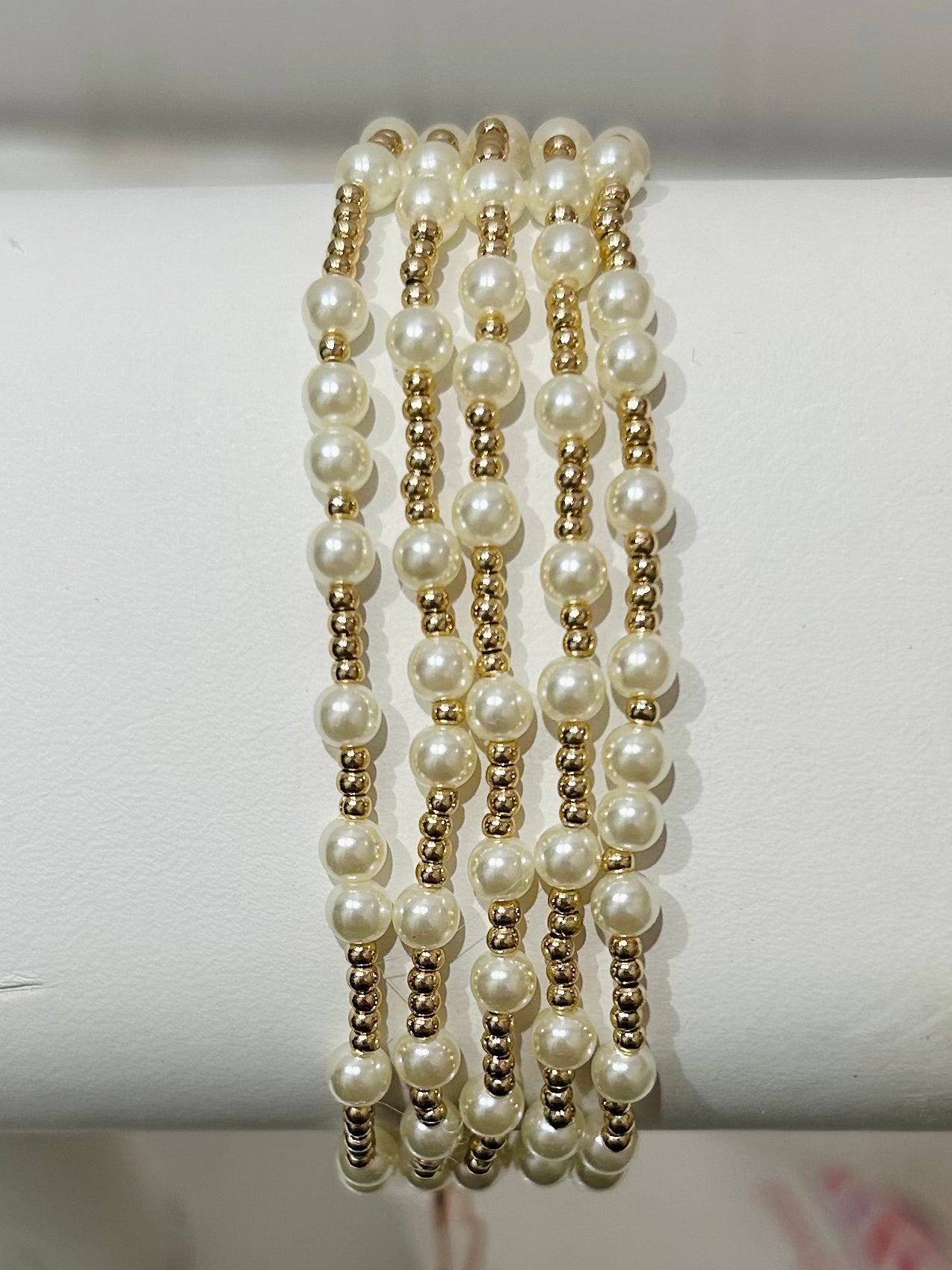 Stretch Pearl Beaded Bracelets - Gold