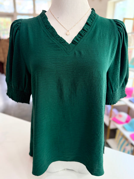 Sweet Bloom Blouse - Hunter Green