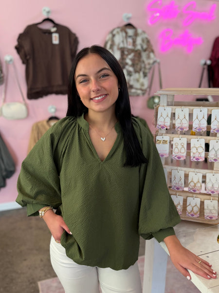 Catching On Blouse - Olive
