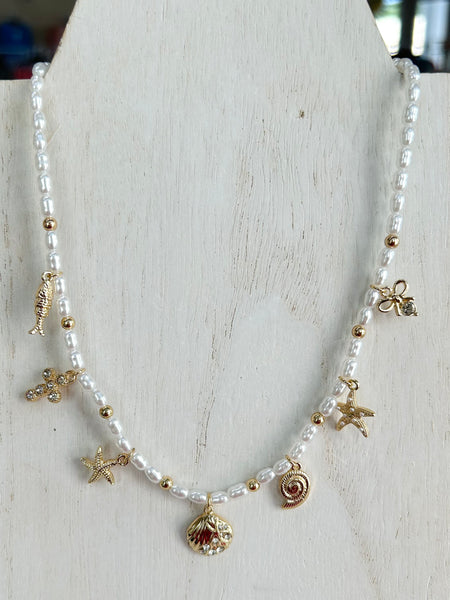 Pearl & Starfish Charm Necklace