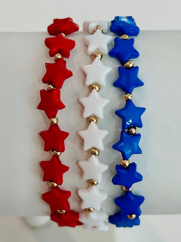 Red, White, & Blue Star Stack Bracelets