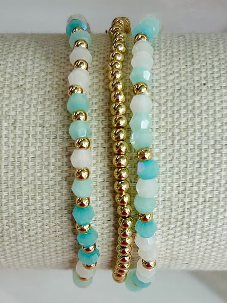 Shimmer Beaded Bracelet Set - Teal