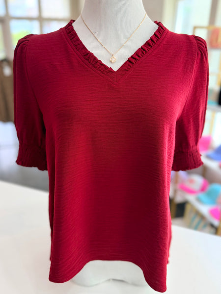 Sweet Bloom Blouse - Burgundy