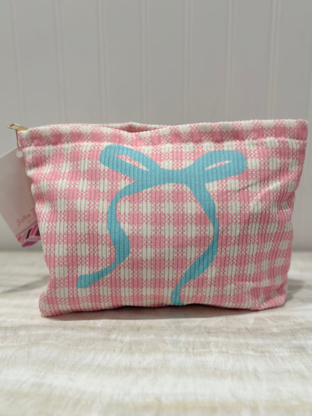 Plaid Bow Corduroy Pouch
