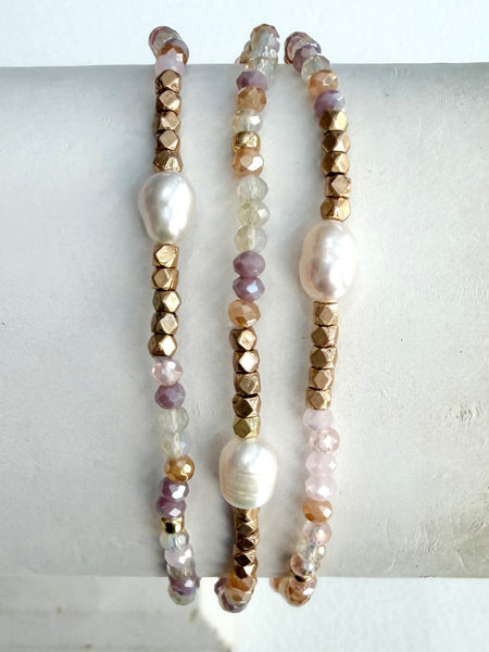 Triple Pearl Bead Set - Pink
