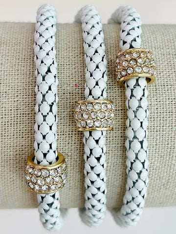 Box Chain Stretch Bracelets - White