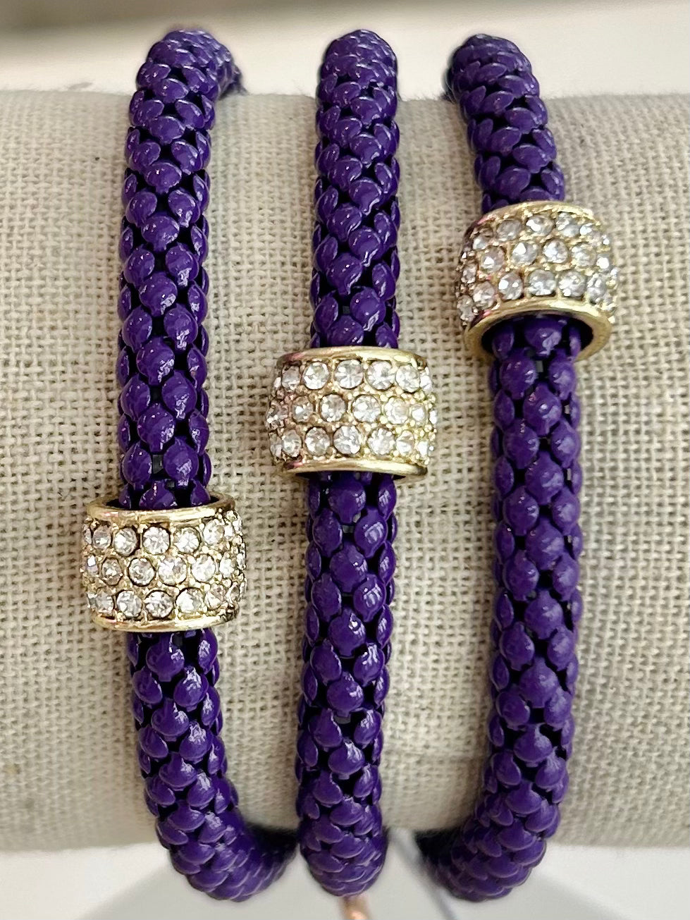 Box Chain Stretch Bracelets - Purple